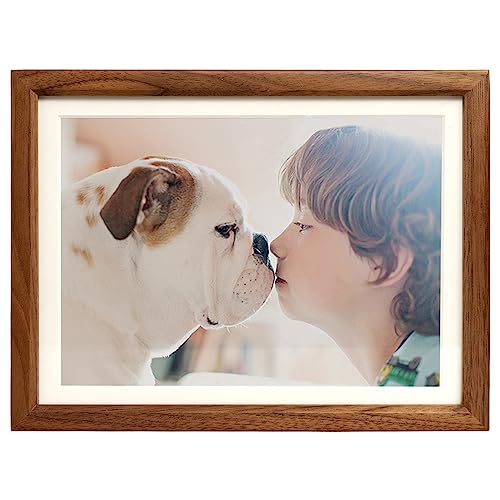 FLECHAZO 8x10 Wooden Picture Frame with Mat for 6x8 or 8 by 10 Photo,Natural Walunt Photo Frames Designed for tabletop display