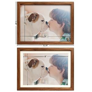 FLECHAZO 8x10 Wooden Picture Frame with Mat for 6x8 or 8 by 10 Photo,Natural Walunt Photo Frames Designed for tabletop display