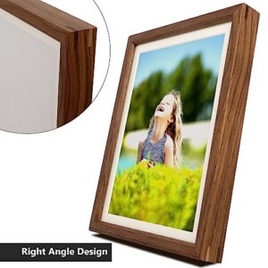 FLECHAZO 8x10 Wooden Picture Frame with Mat for 6x8 or 8 by 10 Photo,Natural Walunt Photo Frames Designed for tabletop display