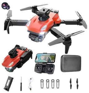 foldable drone with camera, hd 1080p camera fpv drone,beginner gesture control drone,obstacle avoidance,headless mode,wifi remote control quadcopter drone,cool lightweight with lights (orange)