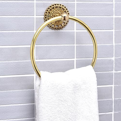 IndianShelf Floral Wall Mounted Towel Hanger - Brass Towel Ring - Bronze Modern Hand Towel Holder for Bathroom - Towel Holder for Bathroom - Bathroom Hardware Kit - Bathroom Hardware Accessories