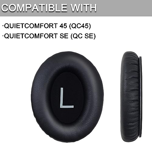 Replacement Ear Pads for Bose QuietComfort 45 (QC45)/QuietComfort SE (QCSE) Headphones, Replacement EarPads Cushions Headphones Covers with Memory Noise Isolation Foam Softer Leather-Black