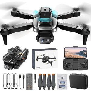 wifi fpv drone with 1080p hd camera altitude hold mode foldable rc drone quadcopter circle fly, voice gesture control rc quadcopter with modular battery for long flight time, auto hover, carrying case