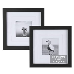 umical 5x7 picture frame bundle with 8x8 picture frames set of 2 display 6x6 or 4x4 pictures with mat