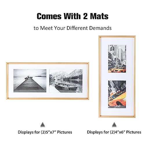 UMICAL 5x7 Picture Frame bundle with 5x7 Aluminum Picture Frame with 2 Mats and HD Plexiglass Metal Molding Photo Frames