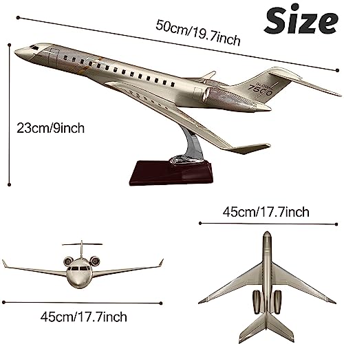 YQNUCO 1:72 Large Model Jet Airplane, Global 7500 Plane Model Resin Aircraft Model for Office Home Desk Decor and Aircraft Enthusiasts Collection or Gift (9x19.7inch)