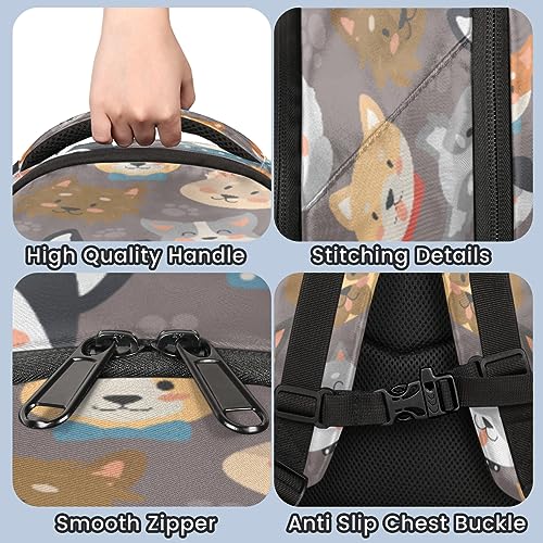 GzLeyigou Cute Husky School Backpacks for Boys Girls Cute Corgi BookBag for Teen Girls Travel Schoolbag for Boys Girls Middle High school Bookbags