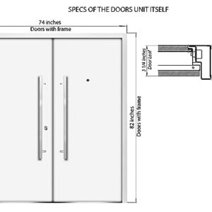 Front Exterior Prehung Metal Double Doors/Deux 1105 Gray Graphite Mirrored Glass/Entry Modern Painted Right Inswing Active Door 72" x 80"