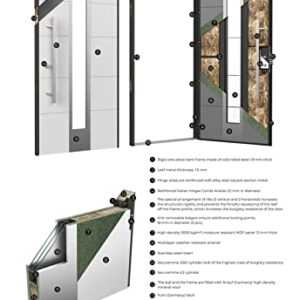 Front Exterior Prehung Metal Double Doors/Deux 1105 Gray Graphite Mirrored Glass/Entry Modern Painted Right Inswing Active Door 72" x 80"