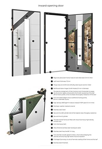 Front Exterior Prehung Metal Double Doors/Deux 1105 Gray Graphite Mirrored Glass/Entry Modern Painted Right Inswing Active Door 72" x 80"