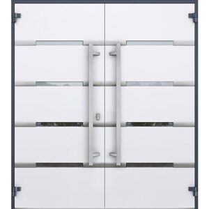 Front Exterior Prehung Metal Double Doors/Deux 1105 Gray Graphite Mirrored Glass/Entry Modern Painted Right Inswing Active Door 72" x 80"