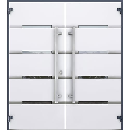 Front Exterior Prehung Metal Double Doors/Deux 1105 Gray Graphite Mirrored Glass/Entry Modern Painted Right Inswing Active Door 72" x 80"