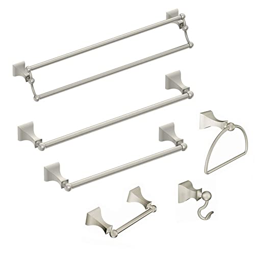 Moen Retreat Collection Brushed Nickel Bathroom Hand Towel Ring with Wall Mount Hardware, DN8386BN (Pack of 2)