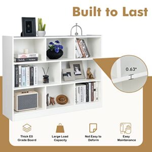 BETTARY 8 Cube Storage Open Shelf Bookcase, 3-Tier Book Storage Organizer with Back Buckles, Freestanding Display Cabinet for Home Office, Living Room, Bedroom, White