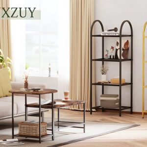 Arbuxzuy 4-Tier Bookcase ，Small Bookshelf ，Narrow Tempered Glass Bookshelves，Slim Shelving Unit for for Living Room, Bedroom, Home Office, Black