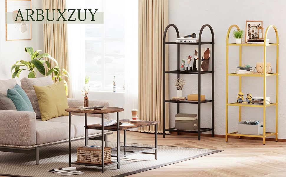 Arbuxzuy 4-Tier Bookcase ，Small Bookshelf ，Narrow Tempered Glass Bookshelves，Slim Shelving Unit for for Living Room, Bedroom, Home Office, Black