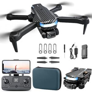 fiber body 4k drone with dual camera,360 ° obstacle avoidance,hd aerial photography folding flying machine,follow me,rc aircraft with headless trajectory flight,auto return,toys gifts for kids
