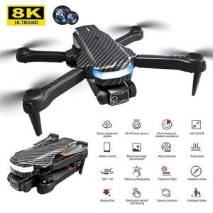 Fiber Body 4K Drone with Dual Camera,360 ° Obstacle Avoidance,HD Aerial Photography Folding Flying Machine,Follow Me,RC Aircraft with Headless Trajectory Flight,Auto Return,Toys Gifts for Kids