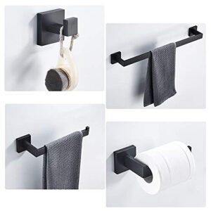 8-Piece Bathroom Hardware Accessories Set, Towel Bar Sets Include Towel Bar Towel Holder Toilet Paper Holder Towel Hook,16 inch Bath Accessories Kit，Matte Black