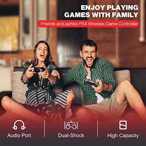 uscoreek Wireless Controller Compatible for PS4/Slim/Pro Console with Touch Pad, Audio Gyro, Double Vibration Function - Fire Dragon