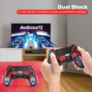 uscoreek Wireless Controller Compatible for PS4/Slim/Pro Console with Touch Pad, Audio Gyro, Double Vibration Function - Fire Dragon