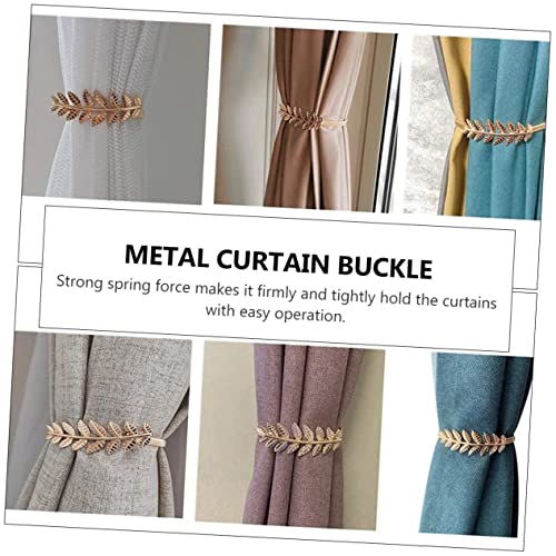 Garneck 2pcs Curtain Tie Rope Shower Curtain Spring Metal Trim Shower Curtain Holders Curtain Ties Metal Curtain Buckle Curtain Holdbacks Aluminum Alloy Golden Home Curtain Tie Rope Window