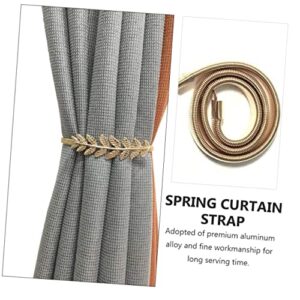 Garneck 2pcs Curtain Tie Rope Shower Curtain Spring Metal Trim Shower Curtain Holders Curtain Ties Metal Curtain Buckle Curtain Holdbacks Aluminum Alloy Golden Home Curtain Tie Rope Window