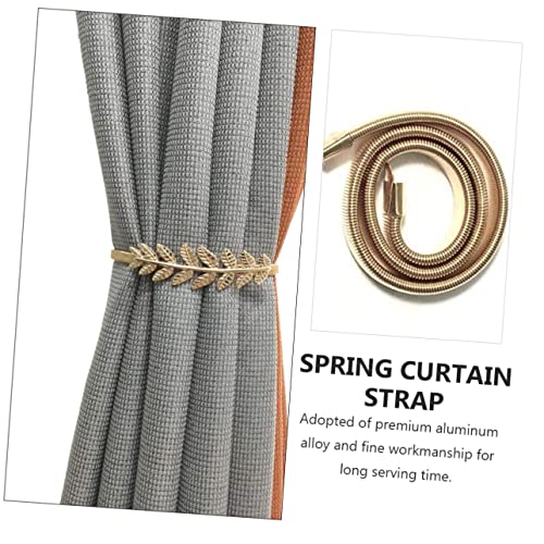 Garneck 2pcs Curtain Tie Rope Shower Curtain Spring Metal Trim Shower Curtain Holders Curtain Ties Metal Curtain Buckle Curtain Holdbacks Aluminum Alloy Golden Home Curtain Tie Rope Window