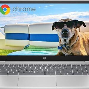 HP 15.6" Student Chromebook Laptop 2023 Newest, Quad-Core Intel Processor N200(Up to 3.7GHz), 8GB LPDDR5 RAM, 64GB eMMC, UHD Graphics, Light & Thin, Long Battery, Chrome OS