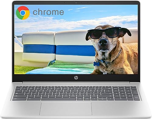 HP 15.6" Student Chromebook Laptop 2023 Newest, Quad-Core Intel Processor N200(Up to 3.7GHz), 8GB LPDDR5 RAM, 64GB eMMC, UHD Graphics, Light & Thin, Long Battery, Chrome OS