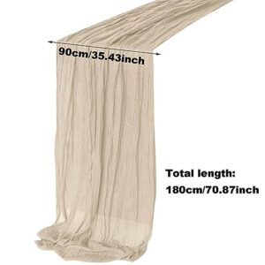 8 Packs 10Ft Champagne Cheesecloth Table Runner 29"x 120" Gauze Fabric Boho Table Runner Decor Rustic Cheesecloth Table Cloth for Romantic Wedding,Birthday Party,Holiday Dinner Table Decor (Khaki)