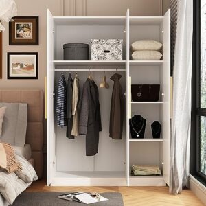 Hitow Large Wardrobe Armoire Closet with 3 Doors, Freestanding Wardrobe Cabinet for Hanging Clothes, Bedroom Armoire Dresser Wardrobe Clothes Organizer, White Type B (47.2" W x 18.9" D x 70" H)