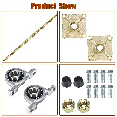 GXYWADY 32 Go Kart Rear Axle Kit with Shaft + Hub + Chain + Brake Master Cylinder Replacement for DIY Rebuild Go Kart ATV