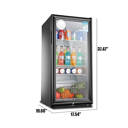 Rrgear Stainless Steel Beverage Refrigerator with Internal Fan - 120-Can Capacity Perfect for Cooling Drinks