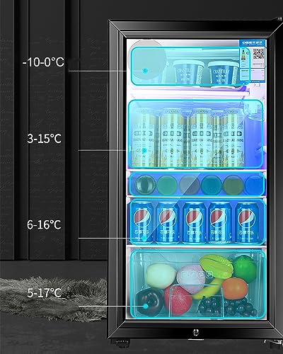 Rrgear Stainless Steel Beverage Refrigerator with Internal Fan - 120-Can Capacity Perfect for Cooling Drinks