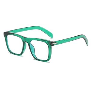 nidovix trendy square blue light blocking glasses for men women, fashion frame non-prescription computer glasses (green)