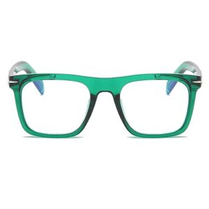 NIDOVIX Trendy Square Blue Light Blocking Glasses for Men Women, Fashion Frame Non-prescription Computer Glasses (Green)