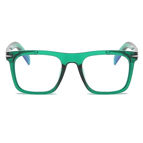 NIDOVIX Trendy Square Blue Light Blocking Glasses for Men Women, Fashion Frame Non-prescription Computer Glasses (Green)