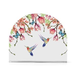 napkin holder, clear acrylic paper napkin holders tropical flowers butterfly hummingbird tissue box dispenser stand tabletop space saver upright napkin towel holders for kitchen restaurant home decor