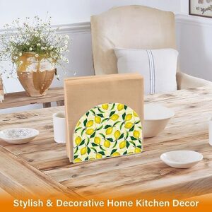 Napkin Holder, Clear Acrylic Paper Napkin Holders Tropical Plant Lemon Tissue Box Dispenser Stand Tabletop Space Saver Upright Napkin Towel Holders for Kitchen Restaurant Home Decor