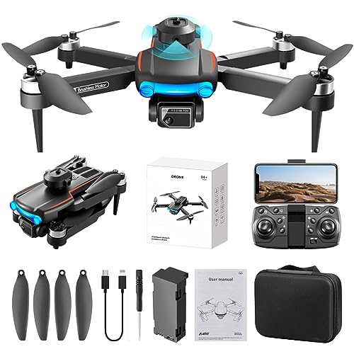 Brushless Motor Drone with 1080P Camera 2.4G WIFI FPV RC Quadcopter with Headless Mode, Follow Shot, Altitude Hold, Drone HD Aerial Photography Quadcopter RC Airplane Obstacle Avoidance (Black)