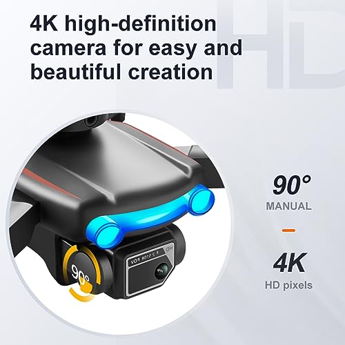 Brushless Motor Drone with 1080P Camera 2.4G WIFI FPV RC Quadcopter with Headless Mode, Follow Shot, Altitude Hold, Drone HD Aerial Photography Quadcopter RC Airplane Obstacle Avoidance (Black)