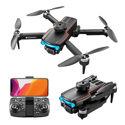 Brushless Motor Drone with 1080P Camera 2.4G WIFI FPV RC Quadcopter with Headless Mode, Follow Shot, Altitude Hold, Drone HD Aerial Photography Quadcopter RC Airplane Obstacle Avoidance (Black)