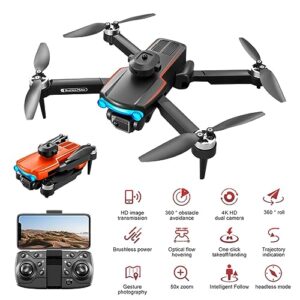 Brushless Motor Drone with 1080P Camera 2.4G WIFI FPV RC Quadcopter with Headless Mode, Follow Shot, Altitude Hold, Drone HD Aerial Photography Quadcopter RC Airplane Obstacle Avoidance (Black)