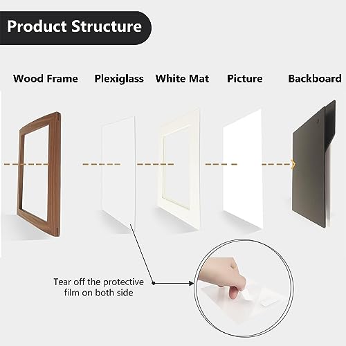 Natural Walnut Wood Photo Frames Inspired Tabletop Picture Frame with Mat, Vertical or Horizontal Display (1, 8x10)