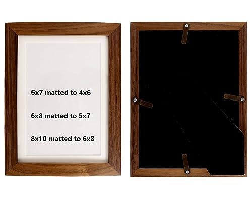 Natural Walnut Wood Photo Frames Inspired Tabletop Picture Frame with Mat, Vertical or Horizontal Display (1, 8x10)