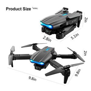 Dual 1080P HD FPV Camera Remote Control Mini Drone - 2.4G WiFi Start Speed Adjustment Altitude Hold Headless Mode Foldable RC Quadcopter Toys Gifts for Adults Beginners Kids (Black)