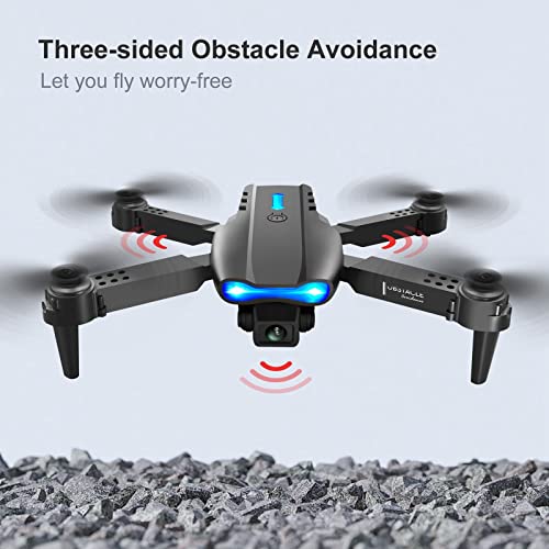 Dual 1080P HD FPV Camera Remote Control Mini Drone - 2.4G WiFi Start Speed Adjustment Altitude Hold Headless Mode Foldable RC Quadcopter Toys Gifts for Adults Beginners Kids (Black)