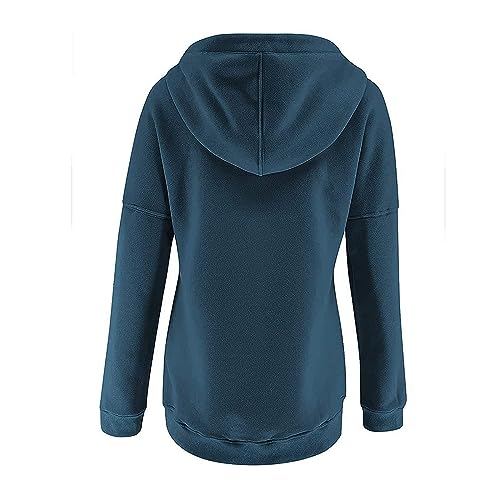 DESKABLY Womens Fashion Hoodie 2023 Button Collar Pullover Drawstring Hooded Sweatshirt Casual Long Sleeve Tops Fall Clothes