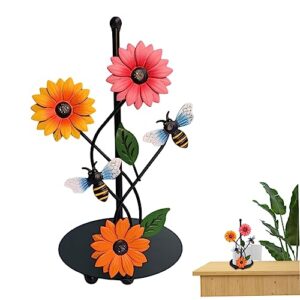 Paper Towel Paper Stand Sunflower Nonslip Bottom Storage Decorative Detachable Countertop Tabletop Tissue Towel Holder Rack Bracket for Kitchen, Bee